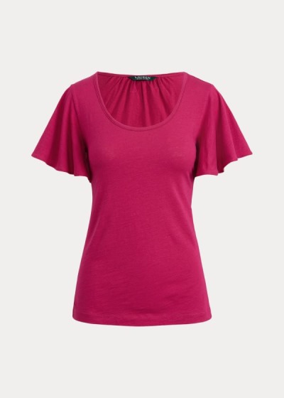 Playeras Ralph Lauren Mujer Fucsia Claro - Cotton Scoopneck - JARGK2875